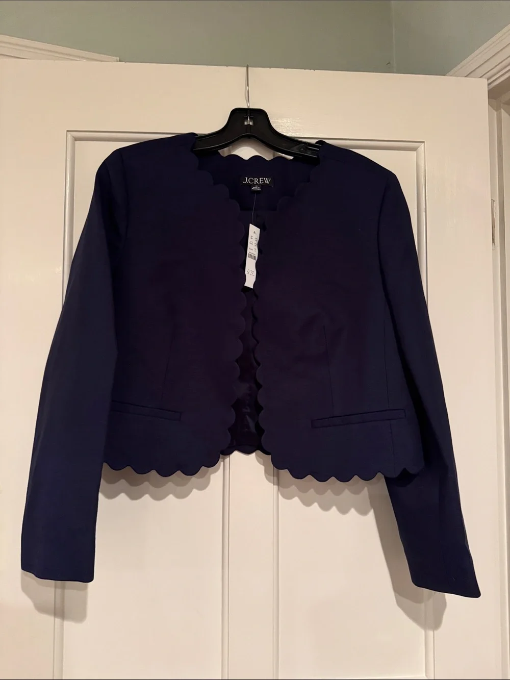 J.Crew Louisa lady jacket with scalloped trim in Gramercy linen blend CS843